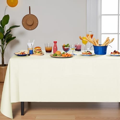 6 Pack Cream White Paper Tablecloth for Rectangle Tables 54x108 Inch