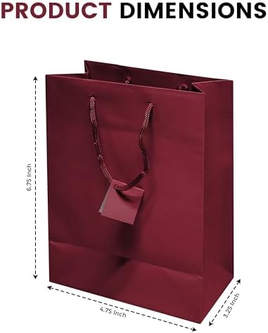 Novel Box Burgundy Gift Bags with Handles 10 Pack