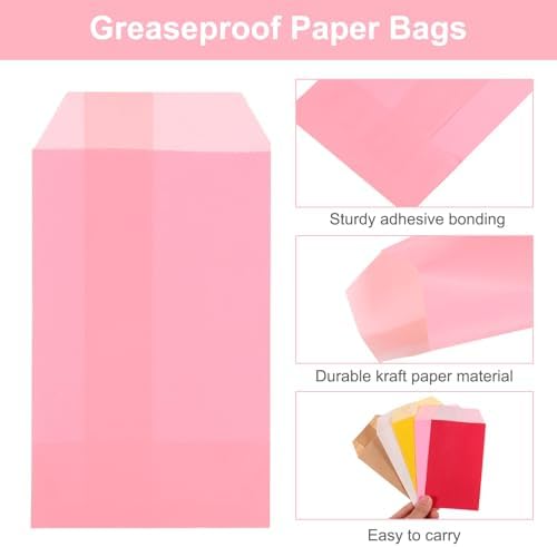 Uxcell 100Pcs Kraft Paper Treat Bags 6x4 Inch