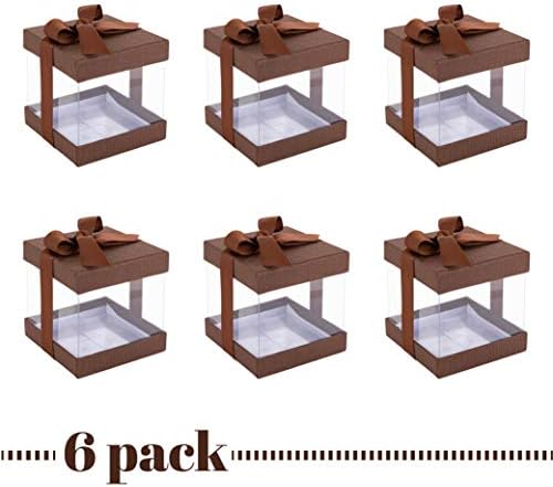 Hammont Clear Gift Box 6 Pack Brown 4x4x4