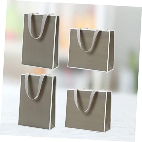 CALLARON 4Pcs Grey Paper Bags with Strong Rope Handles