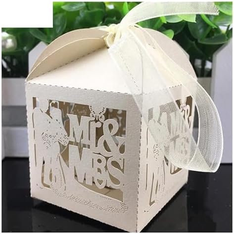 QasDfgHj Laser Cut Wedding Favor Box Beige