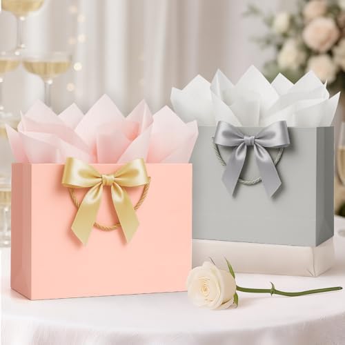 ANZNKU Large Gift Bag with Handles and Ribbon