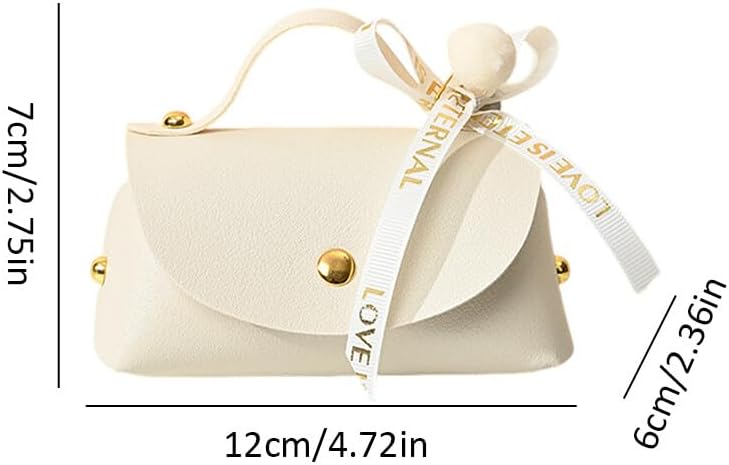 Leather Candy Boxes with Bow 6 PCS Beige