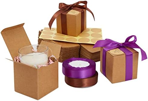 Stockroom Plus 50-Pack Brown Kraft Paper Boxes with Ribbons and Stickers