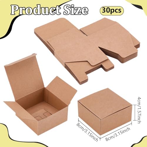 PH PandaHall 30pcs Foldable Square Candy Gift Boxes BurlyWood