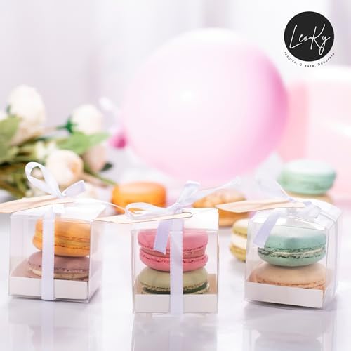 LeoKy 50-Pack Clear Treat Boxes for Macarons Chocolates Party Favors