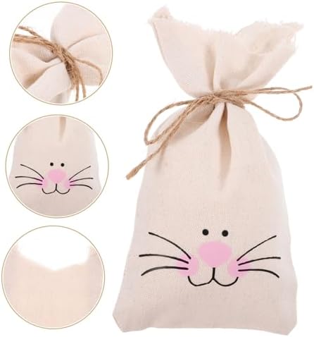 CAXUSD 10pcs Easter Bunny Bags for Kids Party Favors