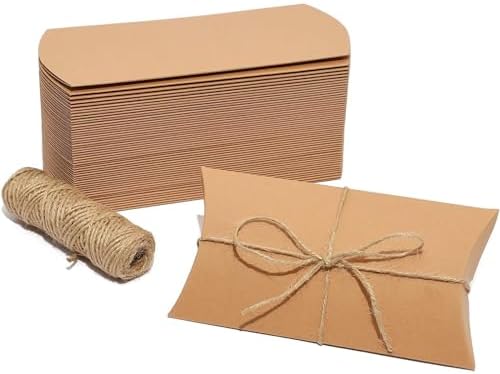Bright Creations Kraft Paper Pillow Gift Box Set - 50 Pack