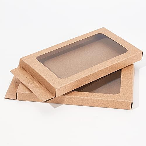 BENECREAT 20 Pack Kraft Paper Gift Boxes with Clear Window