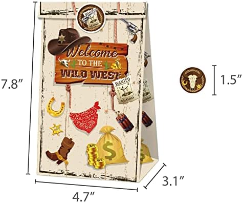 KRISTIN PARADISE 12Pcs Western Cowboy Party Favor Bags