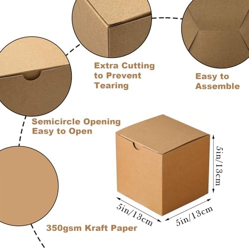 SHIPKEY 10 Pcs Kraft Gift Boxes with Lids