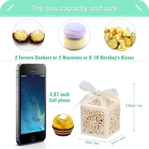 COTOPHER 100Pcs Laser Cut Beige Gift Boxes