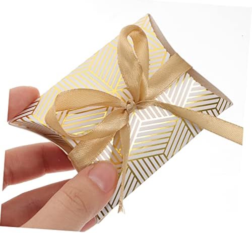 FRCOLOR 50PCS Small Pillow Candy Boxes with Foil Design