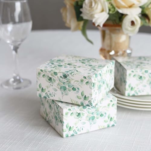 Efavormart 25 Pack White Green Eucalyptus Gift Boxes