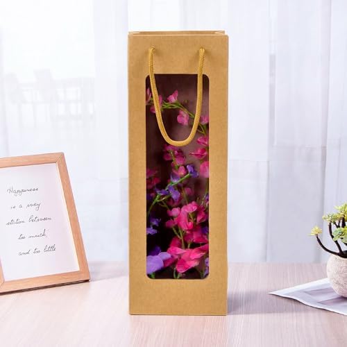 Ssyuysto 12 Pc Brown Wine Gift Bags with Clear Window