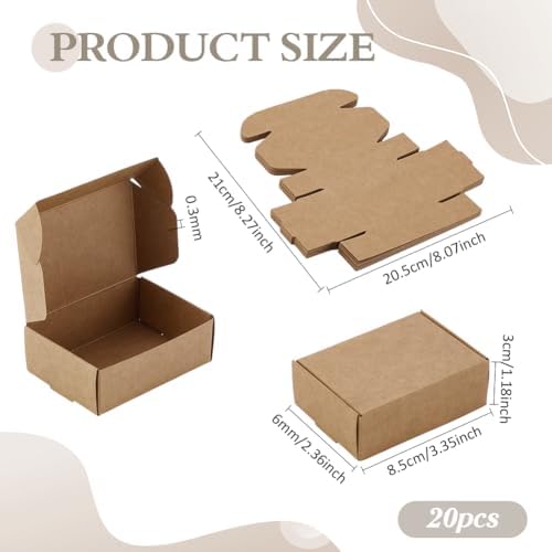 PH PandaHall 20pcs Brown Gift Box for Party Wedding Favor Packaging