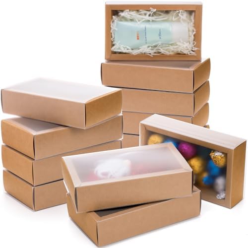 Kingrol 40 Pack Kraft Paper Drawer Boxes with Window