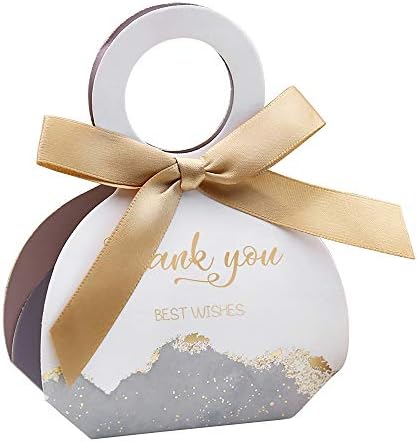 DORIS HOME 50 Pcs Grey Gift Boxes with Gold Ribbons