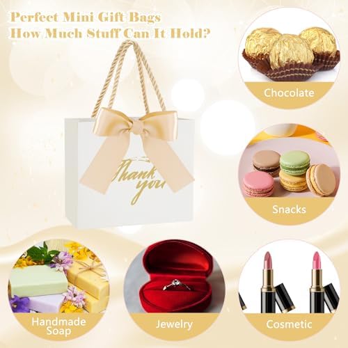 30 Pack Mini Thank You Gift Bags with Handle and Bow