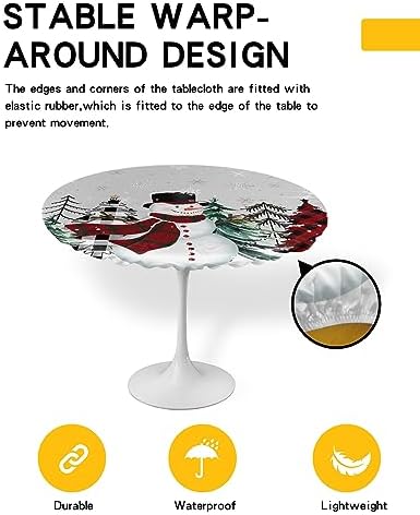 ZOE GARDEN Winter Snowman Round Waterproof Table Cover