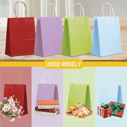 BAG BOX 50 Pack Medium Red Kraft Gift Bags with Handles