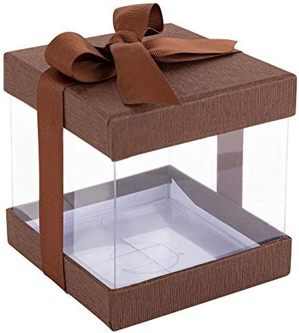 Hammont Clear Gift Box 6 Pack Brown 4x4x4