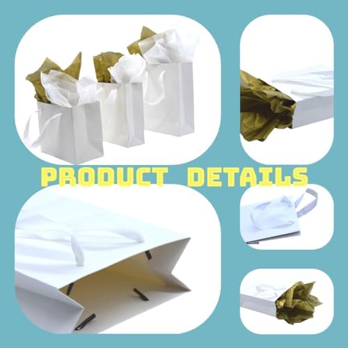JUNESHE Mini White Gift Bags with Handles 16 Pack