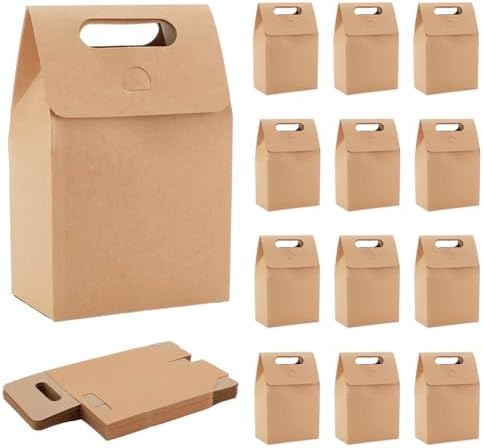 PH PandaHall 24 Pack Brown Gift Boxes with Handles