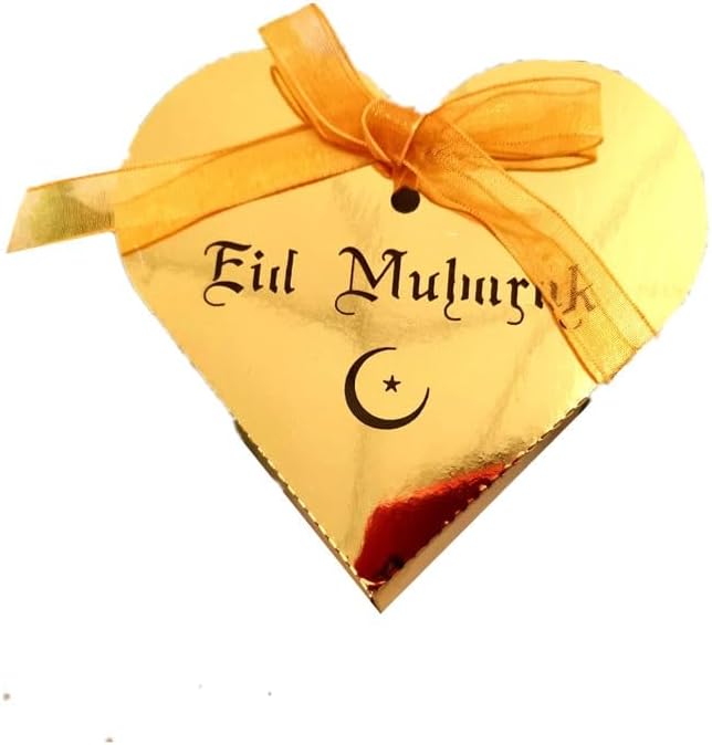 MODADA Heart Shaped Candy Box Gift Bags for Ramadan Eid Mubarak Parties