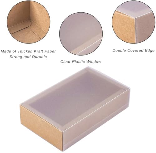 BENECREAT 30 Pack Rectangle Brown Kraft Gift Boxes