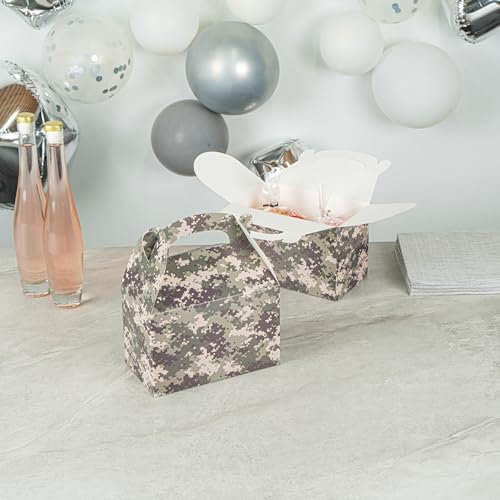 Restaurantware Camouflage Gable Party Boxes 25 Count With Handle