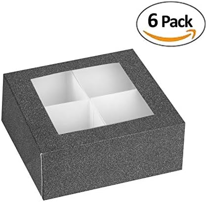 Hammont Window Box with 4 Sections - 6 Pack - Black