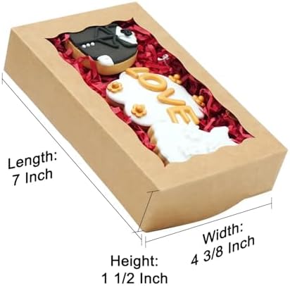 20 Pcs Kraft Cookie Boxes with Window 7x4375x15 Inch