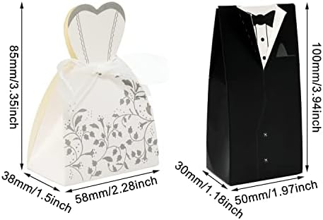Honbay 60PCS Small Wedding Candy Boxes with Ribbon