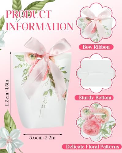Liobelon 24 Pcs Floral Gift Boxes With Ribbons