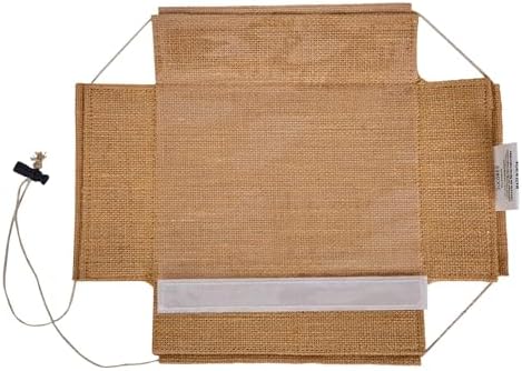 Jucobee 12 Pack Juco Burlap Gift Boxes with Drawstring and PVC Window