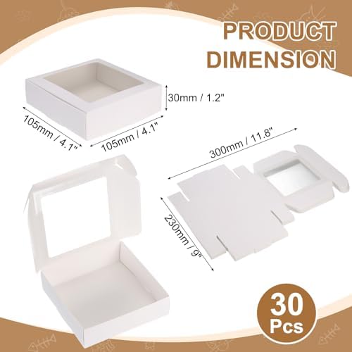 Uxcell 30Pcs Mini Kraft Soap Boxes with Clear Window for Gifts