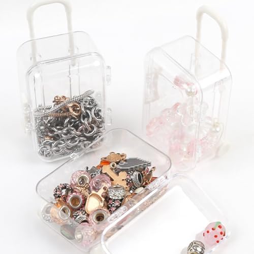 6 Pcs Mini Suitcase Gift Boxes Clear Rolling Luggage for Wedding Party