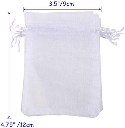 100pcs White Drawstring Organza Gift Bags for Wedding Party Favor