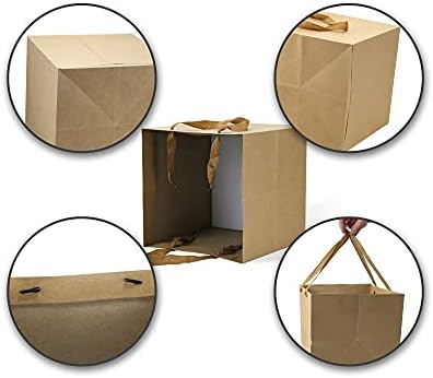 HUAPRINT 12 Pack Brown Kraft Gift Bags with Handles