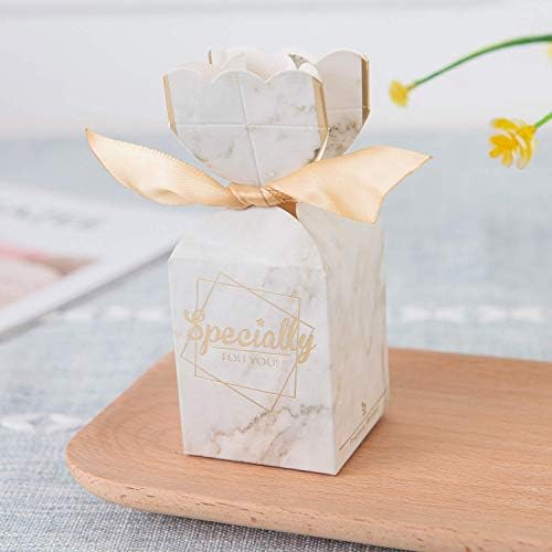 BAUMA AUTO 50Pcs Wedding Candy Boxes with Gold Ribbons