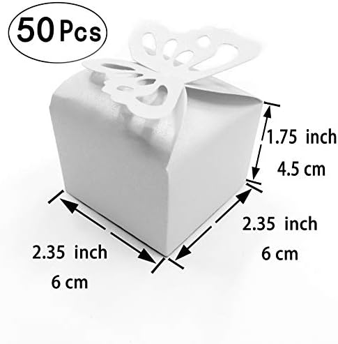 White Wedding Party Favors Candy Boxes Set 50pc