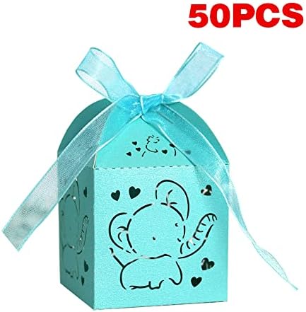 50PCS Laser Cut Favor Boxes with Ribbons