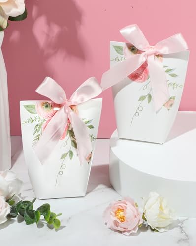 Liobelon 24 Pcs Floral Gift Boxes With Ribbons