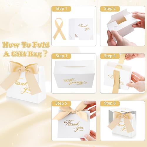 SHAIDOJIO 24Pcs Mini Gift Bags with Gold Bow