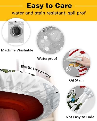 ZOE GARDEN Christmas Gnomes Round Waterproof Table Cover