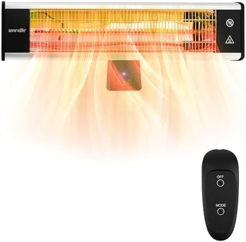 SereneLife Infrared Wall Mount Heater with Remote Control 1500W