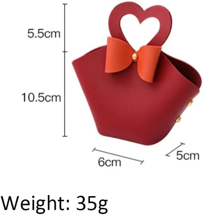 10 Pack Mini PU Leather Gift Bags with Bowknot Handle