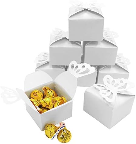 White Wedding Party Favors Candy Boxes Set 50pc